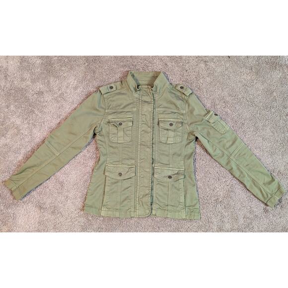 Kenzie Jeans S Military Lightweight Green Utility Cargo Jacket Snap & Zip Close - Picture 8 of 12